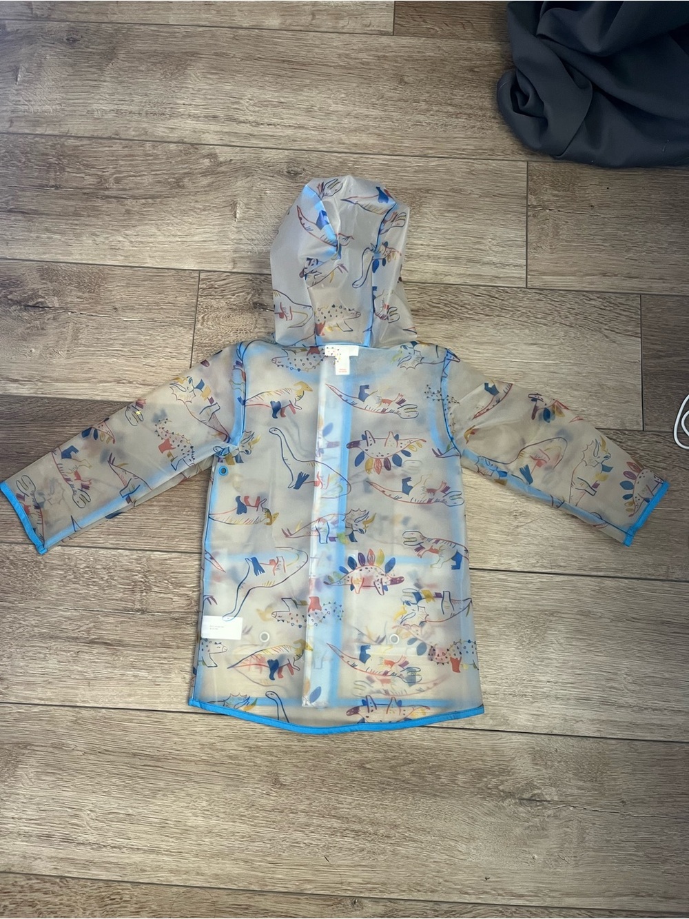 Cat & Jack Clear Raincoat with Blue Trim & Multicolor Dino Print